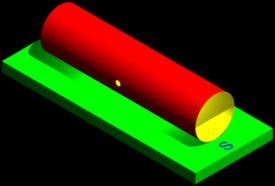 Figure 11: N-S Horizontal Cylinder Sundial with Hole to West - Cylinder Orientation