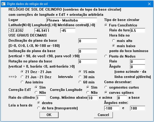 Figure 7: Cylinder Sundial Macro - Concentric Hole