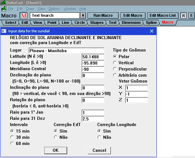 Figure 5: Spider Sundial Macro with Arbitrary Dial Plane and Gnomon