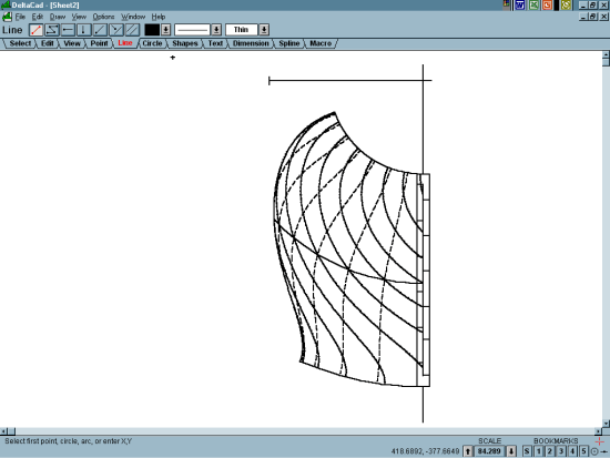Figure 5: H2SS Sundial DXF File Opened in DeltaCad