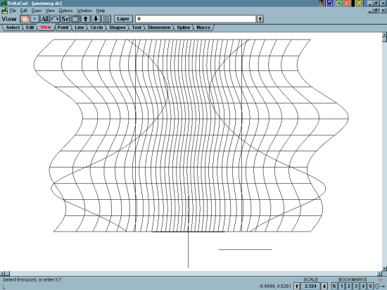 Figure 5: Polar Monofilar Standard Time Sundial DXF File Opened in DeltaCad