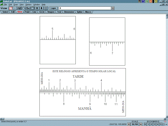 Figure 6: Completed Drawing of the Double Gnomon Polar Sundial