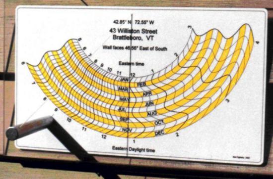 Figure 1: Vertical Declining Monofilar Standard Time Sundial Model