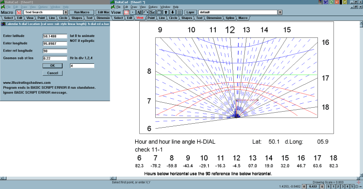 Figure 7: Horizontal Sundial with Calendar Lines Based on Sub-Style Length