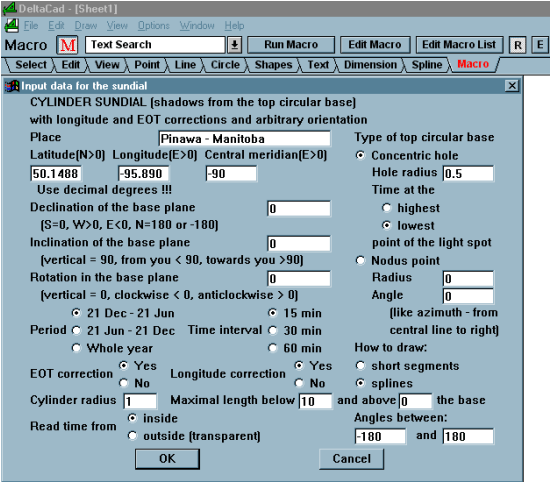 Figure 7: Cylinder Sundial Macro - Concentric Hole