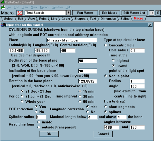 Figure 10: E-W Horizontal Cylinder Sundial with Hole to Celestial South Macro