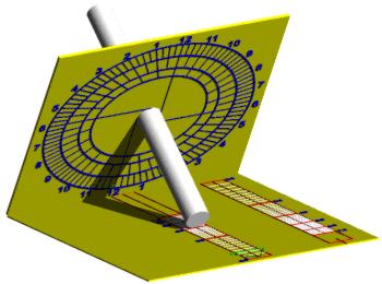 Pinwheel Equatorial Sundial - Northern Hemisphere - December - 11:00 A.M.