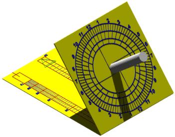 Pinwheel Equatorial Sundial - Northern Hemisphere - June - 1:00 P.M.