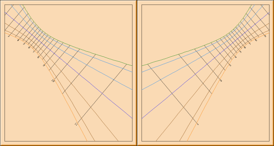 Figure 2: Vertical Direct East & West Sundials with Declination Lines