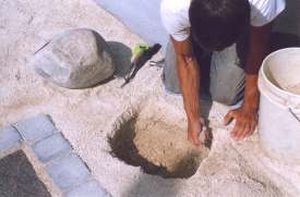 Positioning the rocks.